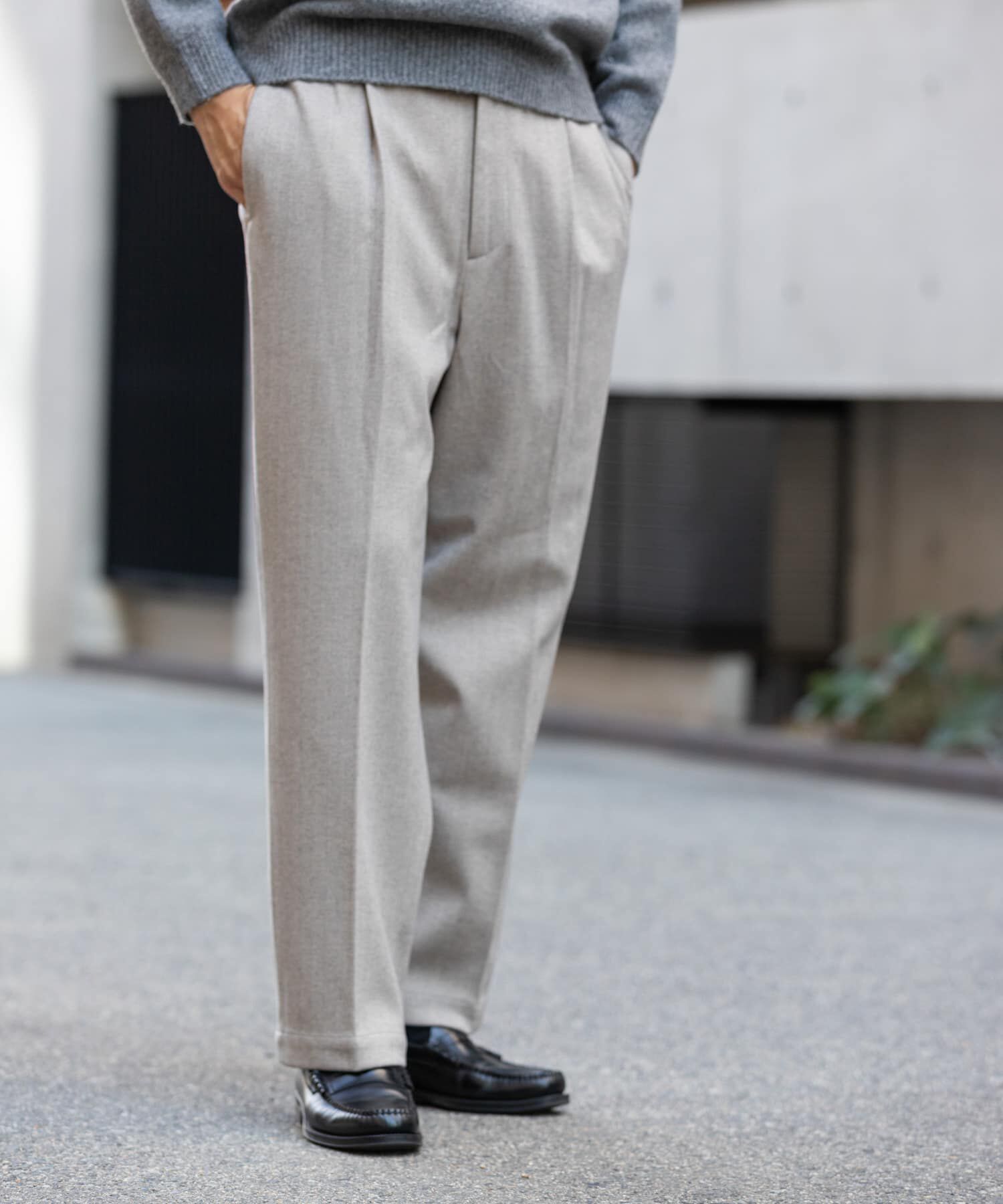 URBAN RESEARCH ROSSO「ストレッチヘリンボーン1タックワイドスラックス」|その他|アイボリー