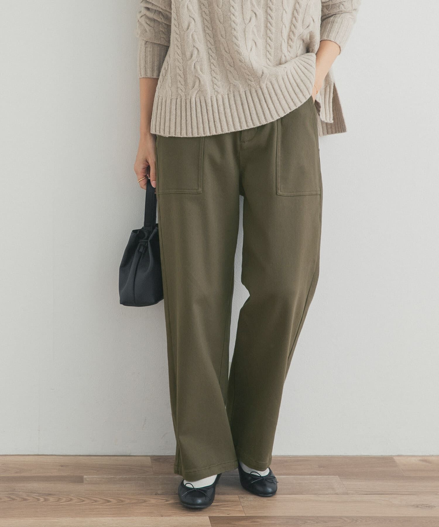 URBAN RESEARCH DOORS「裏起毛ベイカーイージーパンツ」|その他|カーキ