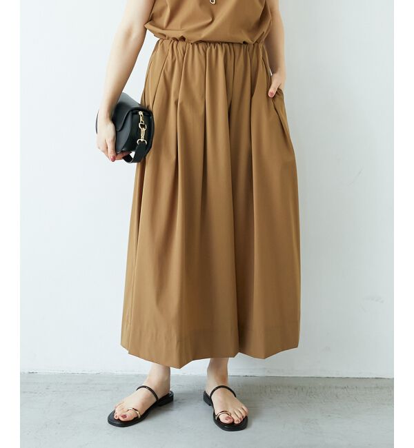  「ナイロンストレッチタックギャザースカート」|スカート|