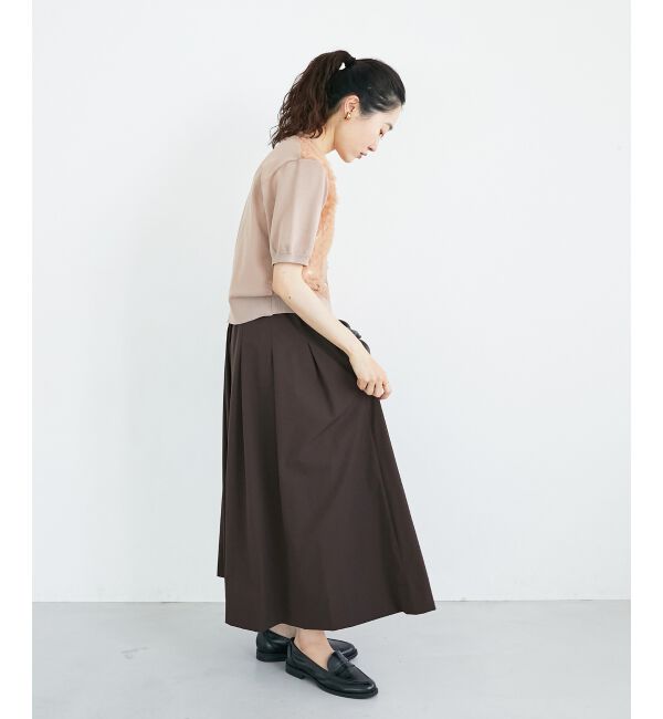  「ナイロンストレッチタックギャザースカート」|スカート|