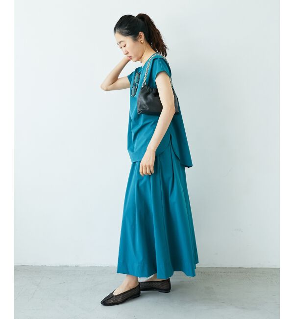  「ナイロンストレッチタックギャザースカート」|スカート|