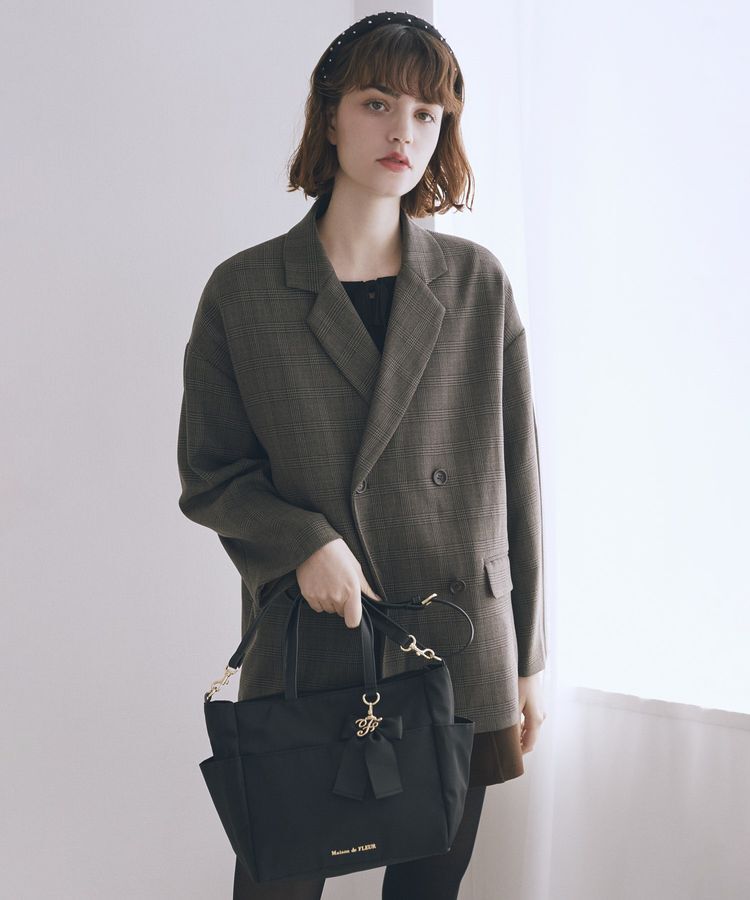 Maison de FLEUR「撥水加工リボンチャームマルチポケットトートS」|トートバッグ|