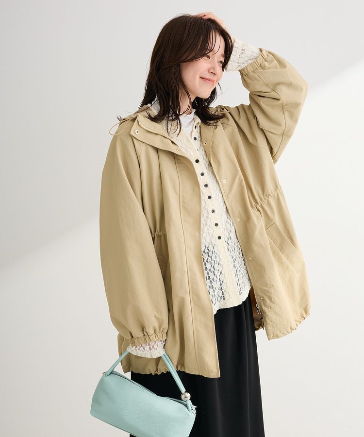 Green Parks「撥水加工ミディ丈マウンテンパーカー」|ブルゾン・スタジャン|Beige