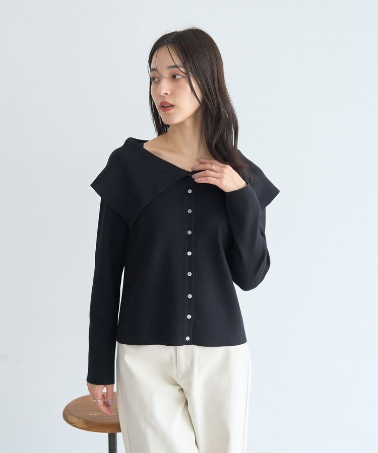 YECCA VECCA「2wayオフショルカラーカーディガン」|カーディガン|Black