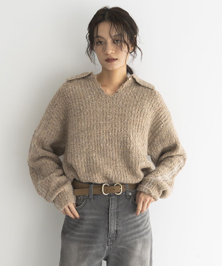 GARAGE OF GOOD CLOTHING「襟付モヘアニットプルオーバー」|ニット・セーター|Beige