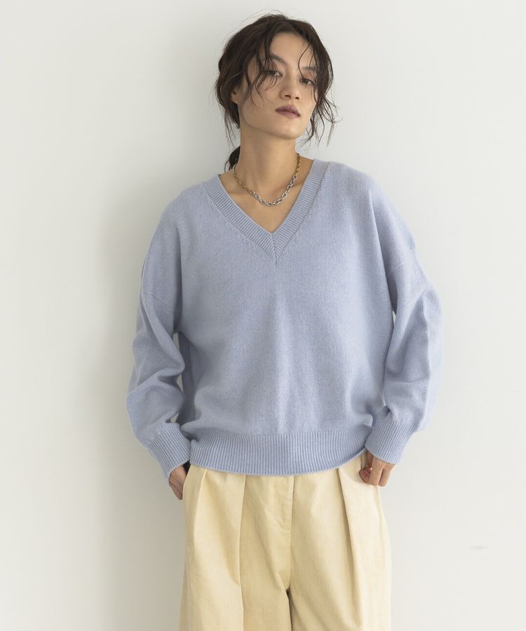 GARAGE OF GOOD CLOTHING「【日本製】カシミア混Vネックプルオーバー」|ニット・セーター|Sax