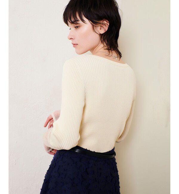 allureville「シアーカフスラウンドネックプルオーバー」|ニット・セーター|