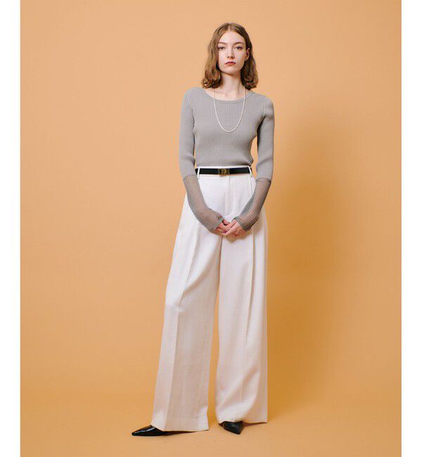 allureville「シアーカフスラウンドネックプルオーバー」|ニット・セーター|