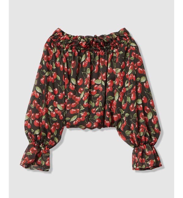 LOULOU WILLOUGHBY「【LOULOU WILLOUGHBY】LISAチェリープリントオフショルブラウス」|シャツ・ブラウス|