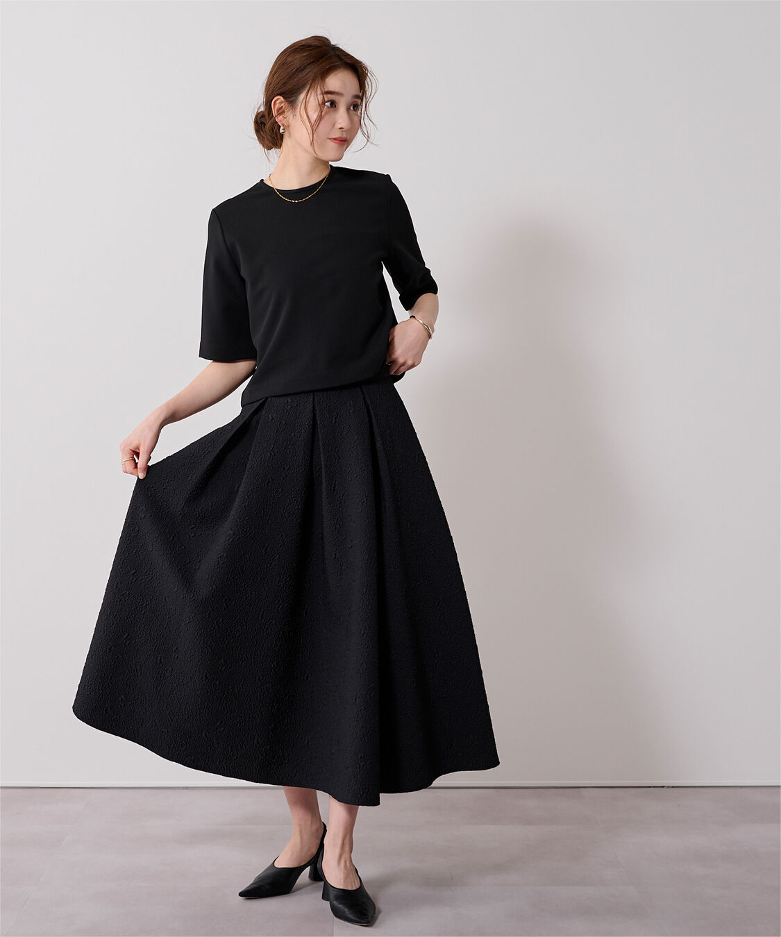 ur's「カットジョーゼットクルーネッククロップドプルオーバー」|Tシャツ・カットソー|