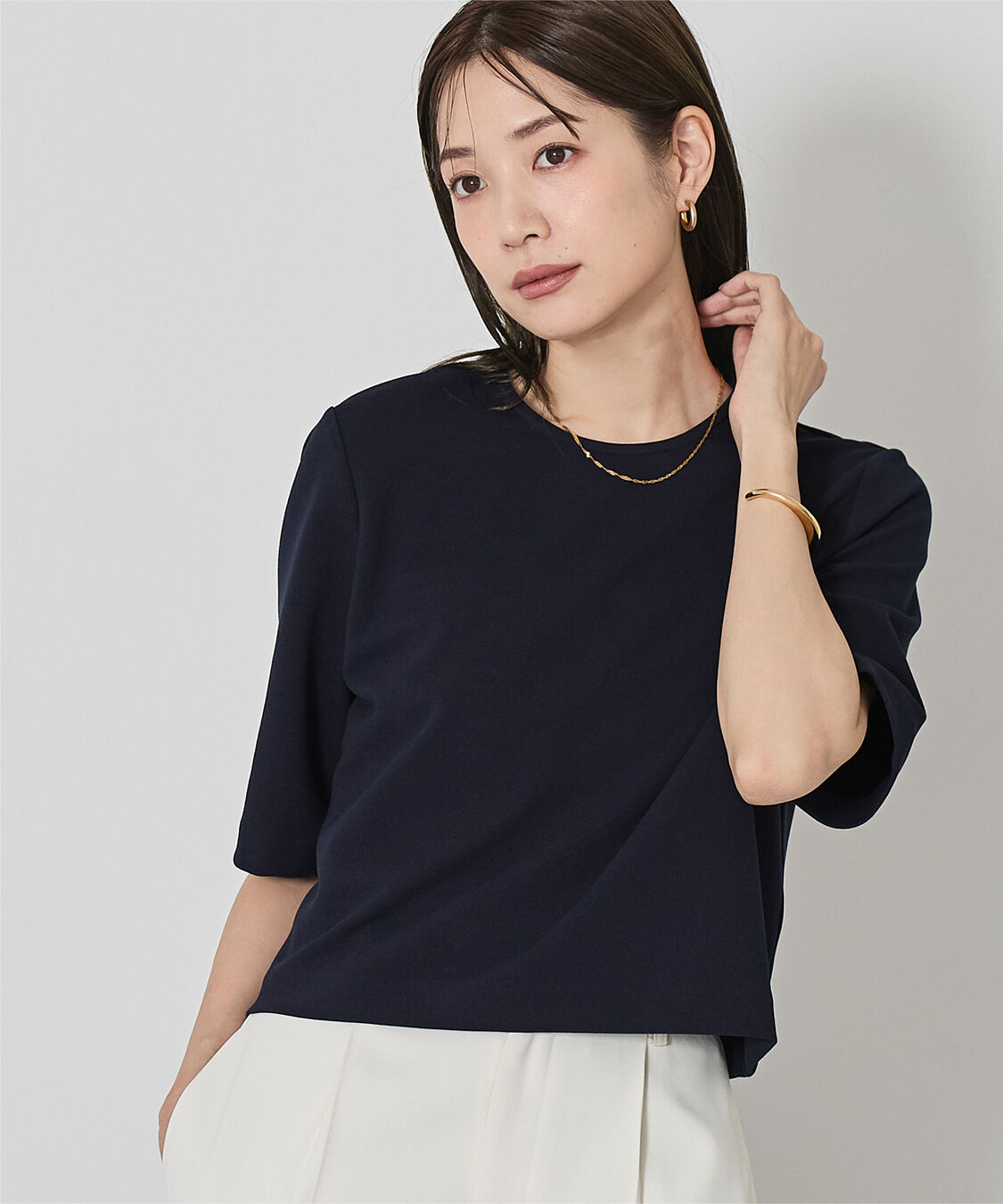 ur's「カットジョーゼットクルーネッククロップドプルオーバー」|Tシャツ・カットソー|