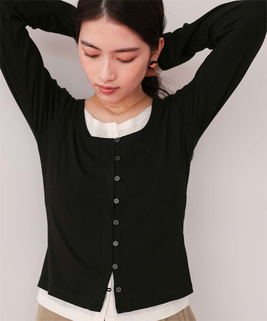 titivate「レイヤード風リブカットソートップス」|Tシャツ・カットソー|