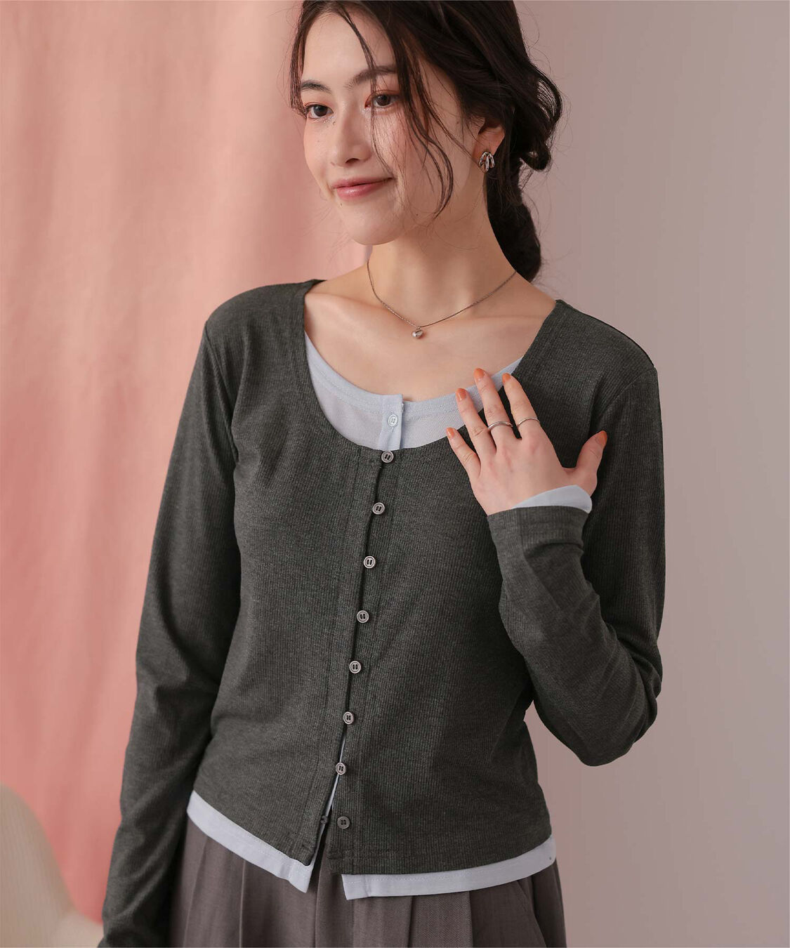 titivate「レイヤード風リブカットソートップス」|Tシャツ・カットソー|