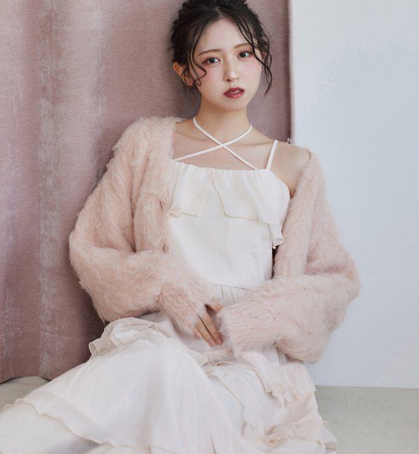  「メリーカールカーディガン」|ニット・セーター|ピンク