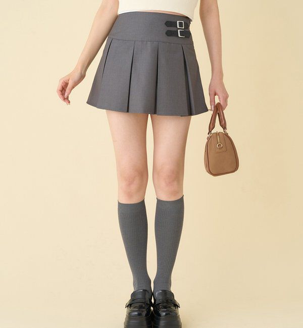  「サイドベルトプリーツスカート」|スカート|