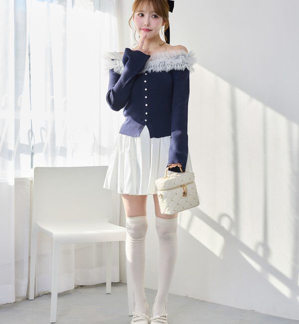  「チュールフリルオフショルニット」|ニット・セーター|