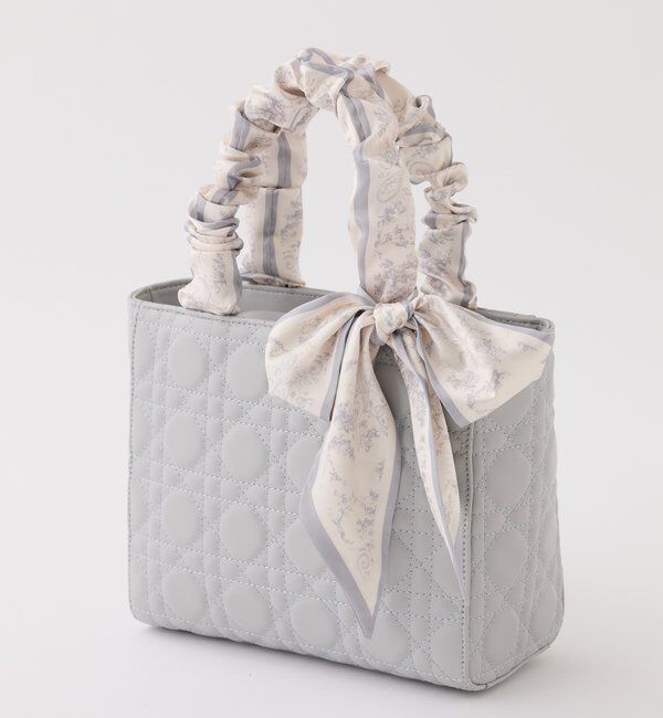  「スカーフハンドルキルティングトート」|ショルダー・メッセンジャー|サックスブルー