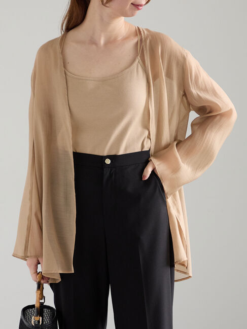 Te chichi「【松井愛莉着用】シアーノーカラーシャツ」|シャツ・ブラウス|ブラウン