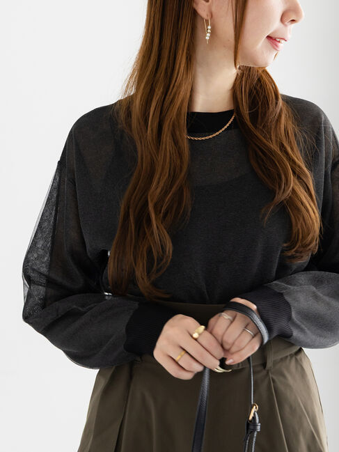 Te chichi「シアーレイヤーニット」|ニット・セーター|ブラック