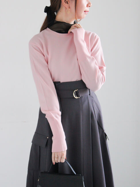 Te chichi「プレーンニット(吸湿発熱)」|ニット・セーター|ピンク