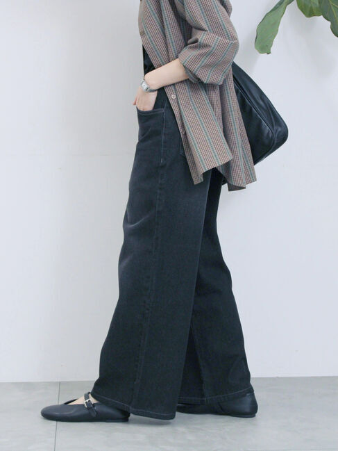 Samansa Mos2 blue「【ECO DENIM 】 ワイドストレートパンツ」|その他|