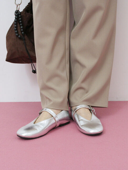 Samansa Mos2 blue「Vカットメリージェーン」|ビジネス・ドレスシューズ|シルバー