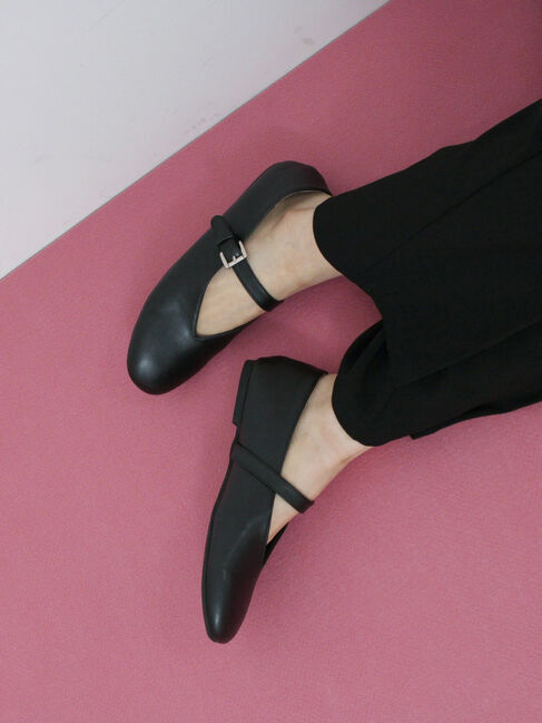 Samansa Mos2 blue「Vカットメリージェーン」|ビジネス・ドレスシューズ|