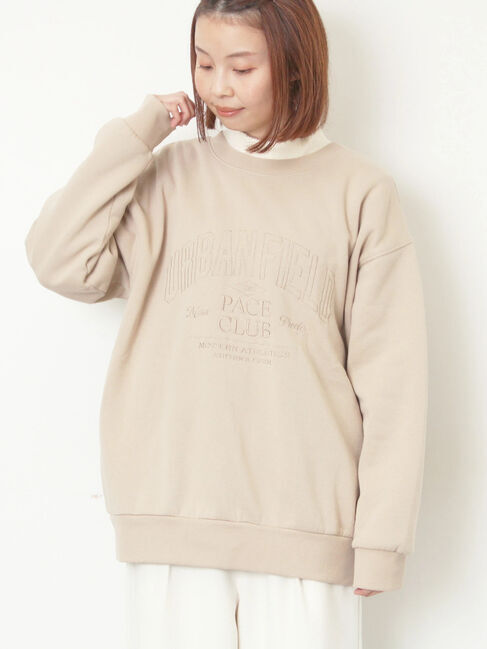 Samansa Mos2「裏起毛ロゴ刺繍スウェット」|Tシャツ・カットソー|ベージュ