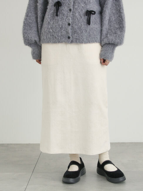 Samansa Mos2「カットコーデュロイナロースカート」|スカート|クリーム