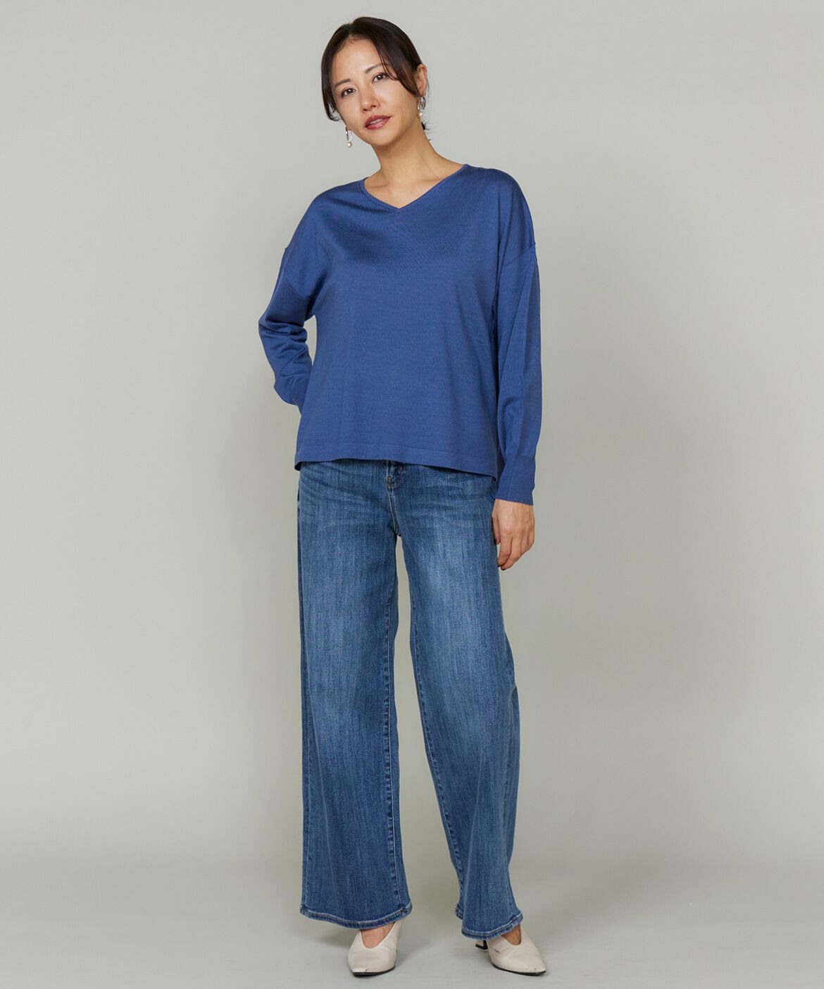 INED「オーバーサイズVネックニット」|ニット・セーター|