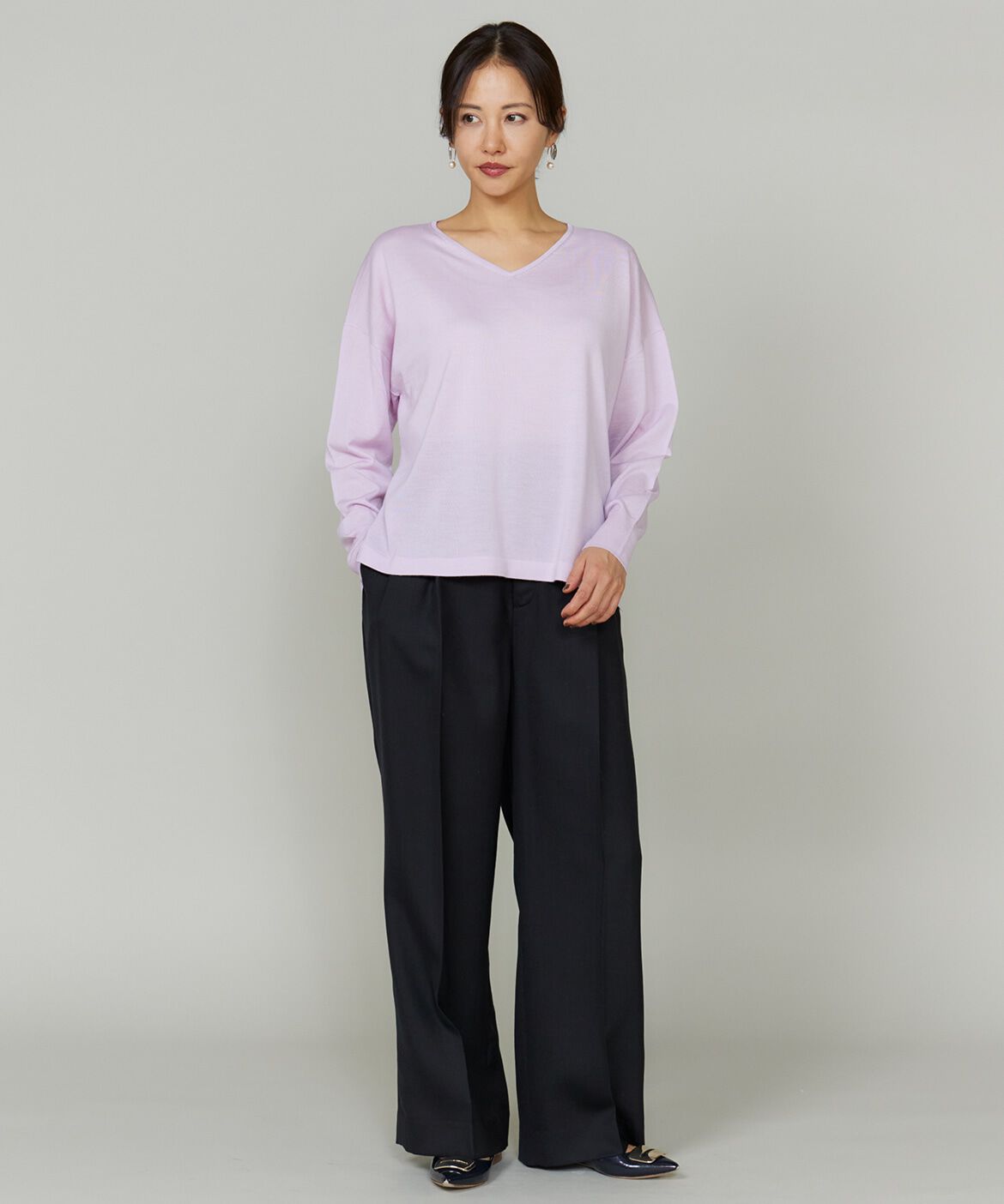 INED「オーバーサイズVネックニット」|ニット・セーター|