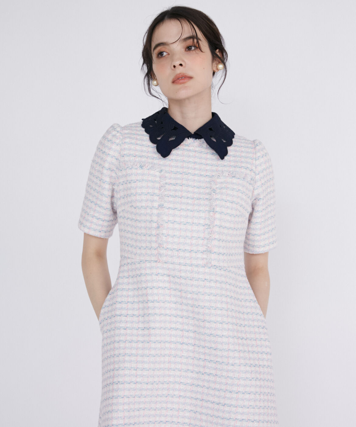 Maglie le cassetto「《M Maglie le cassetto》ファンシーツイードワンピース《Linton Tweeds》」|ワンピース|