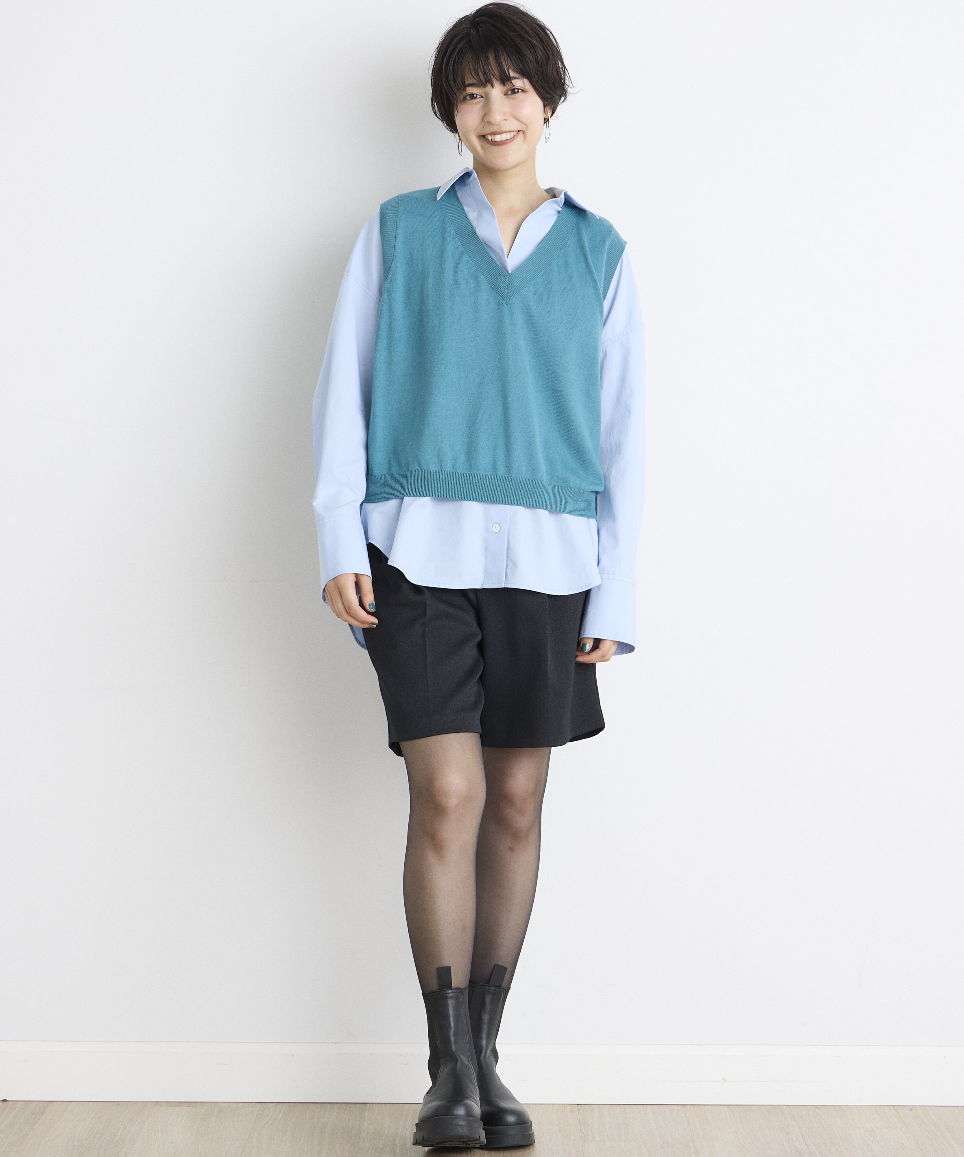 INED「《INED CLARO》クロップドニットベスト」|ニット・セーター|