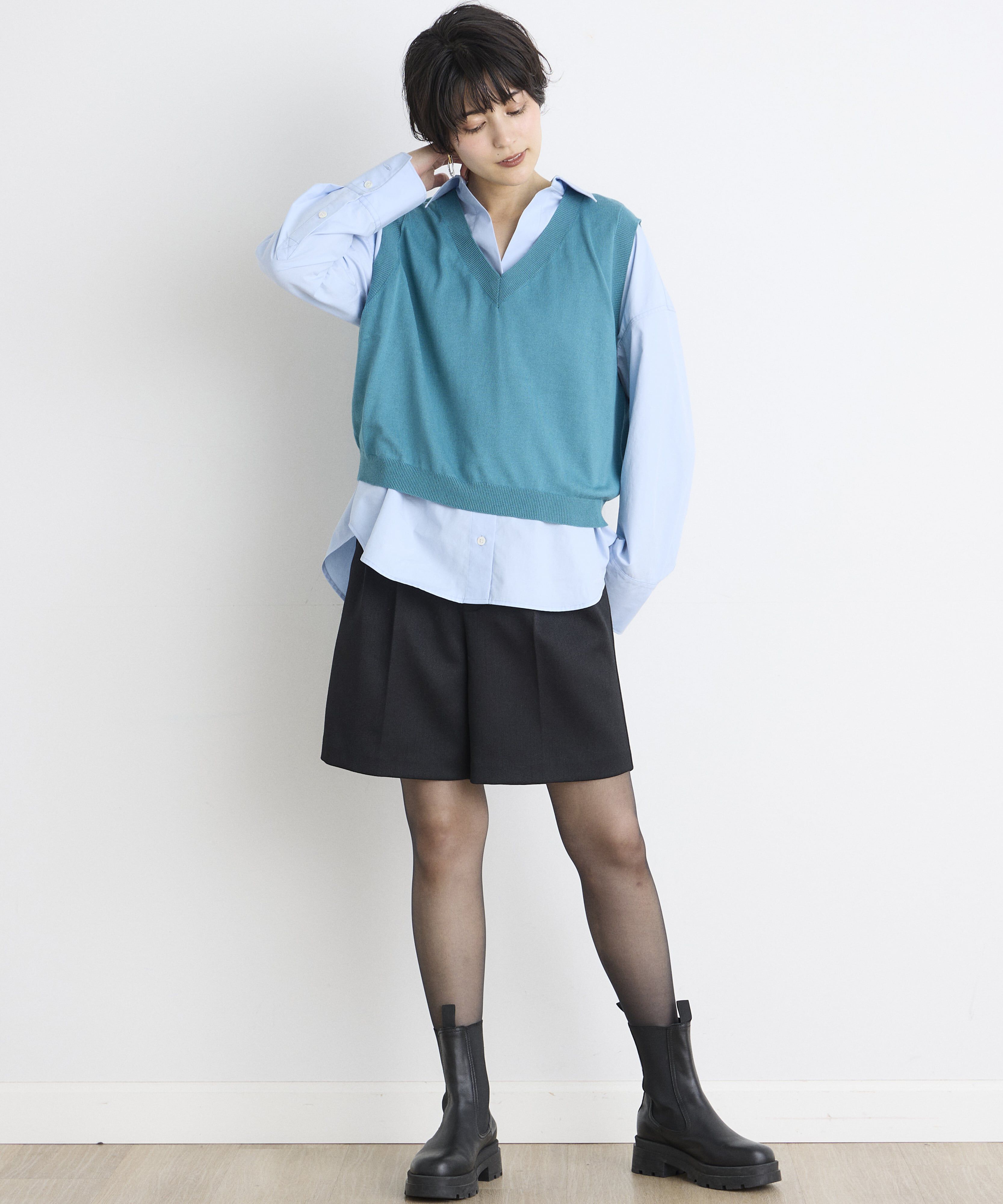 INED「《INED CLARO》クロップドニットベスト」|ニット・セーター|