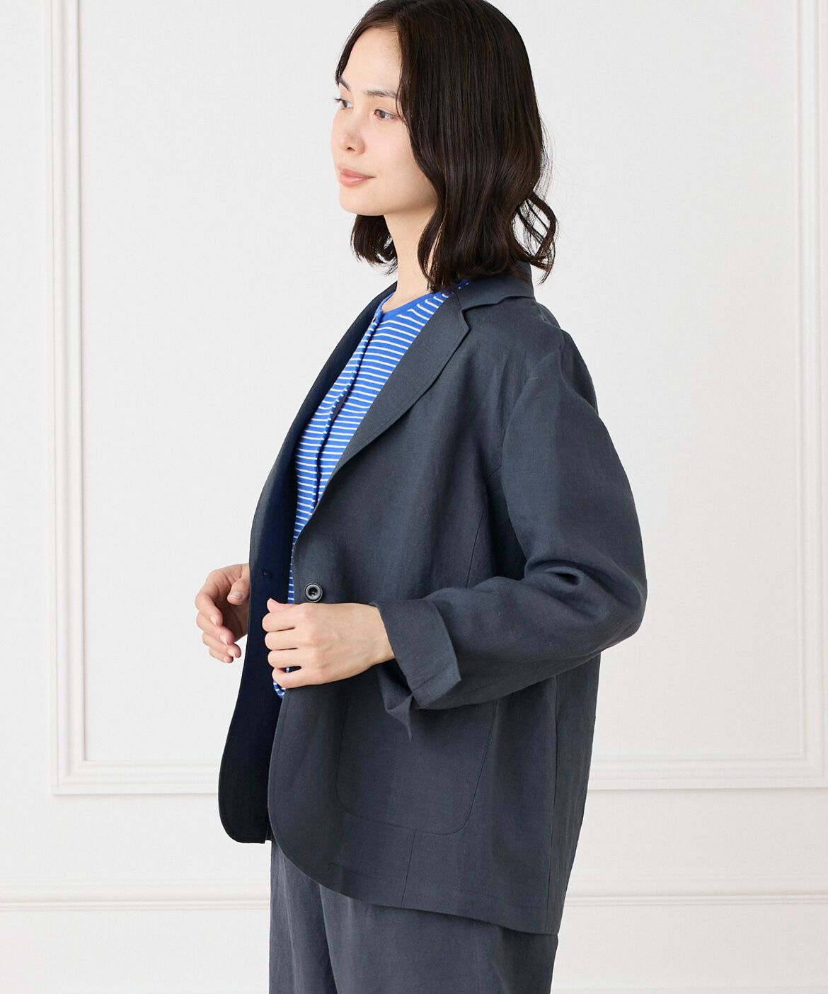 DAY by DAY it&rsquo;s international「テンセルリネンジャケット」|テーラードジャケット|チャコールグ 3