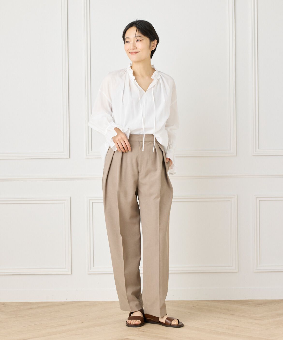 I.T.'S international「フリルカラーギャザーブラウス」|シャツ・ブラウス|