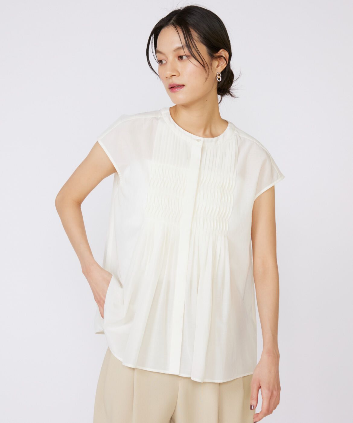 INED「フロントピンタックブラウス」|シャツ・ブラウス|