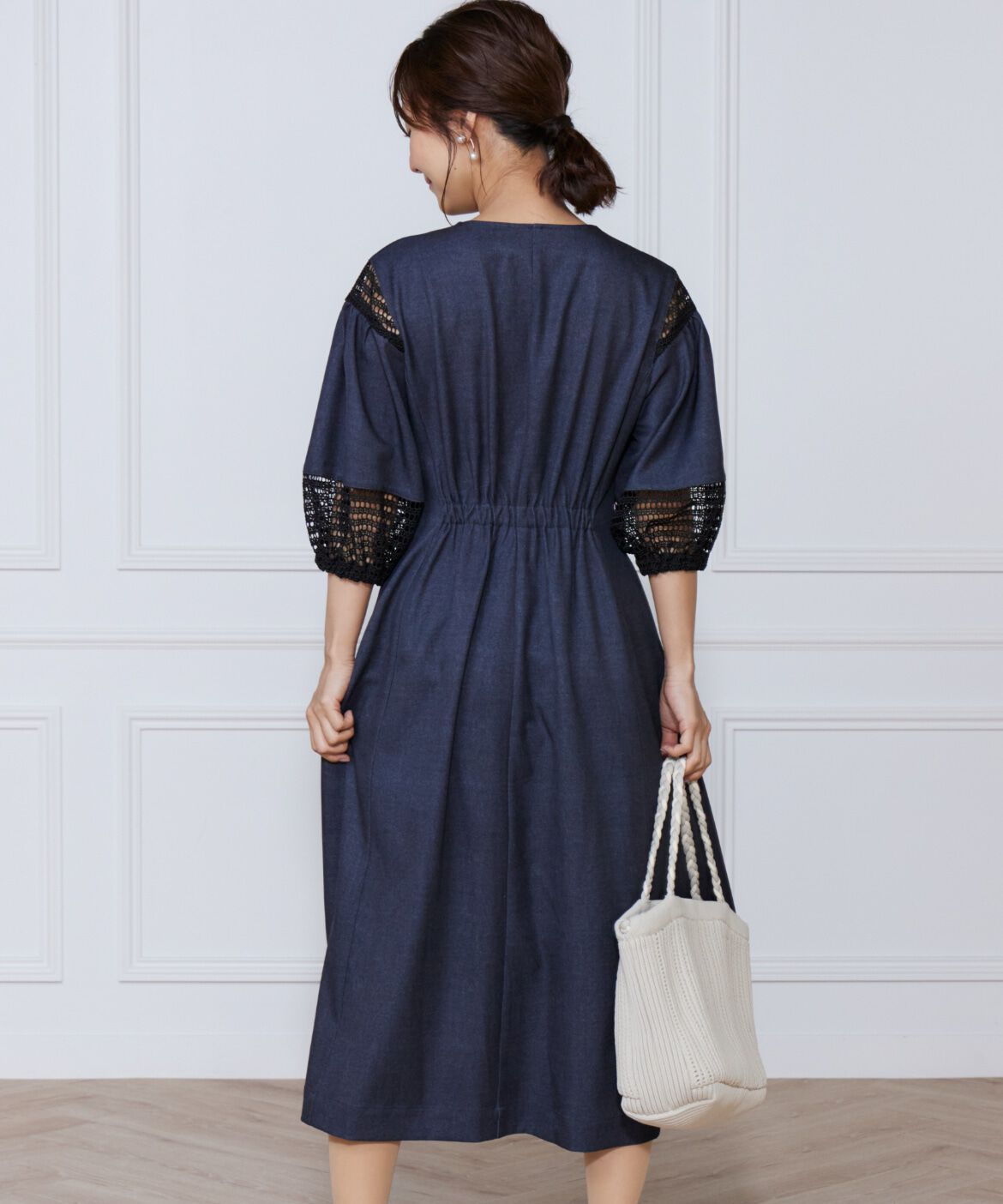 ef-de Black「デニムプリントレース使いワンピース」|ワンピース|