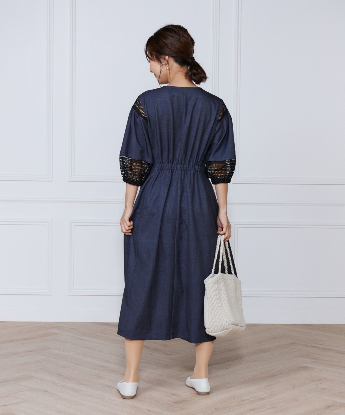 ef-de Black「デニムプリントレース使いワンピース」|ワンピース|