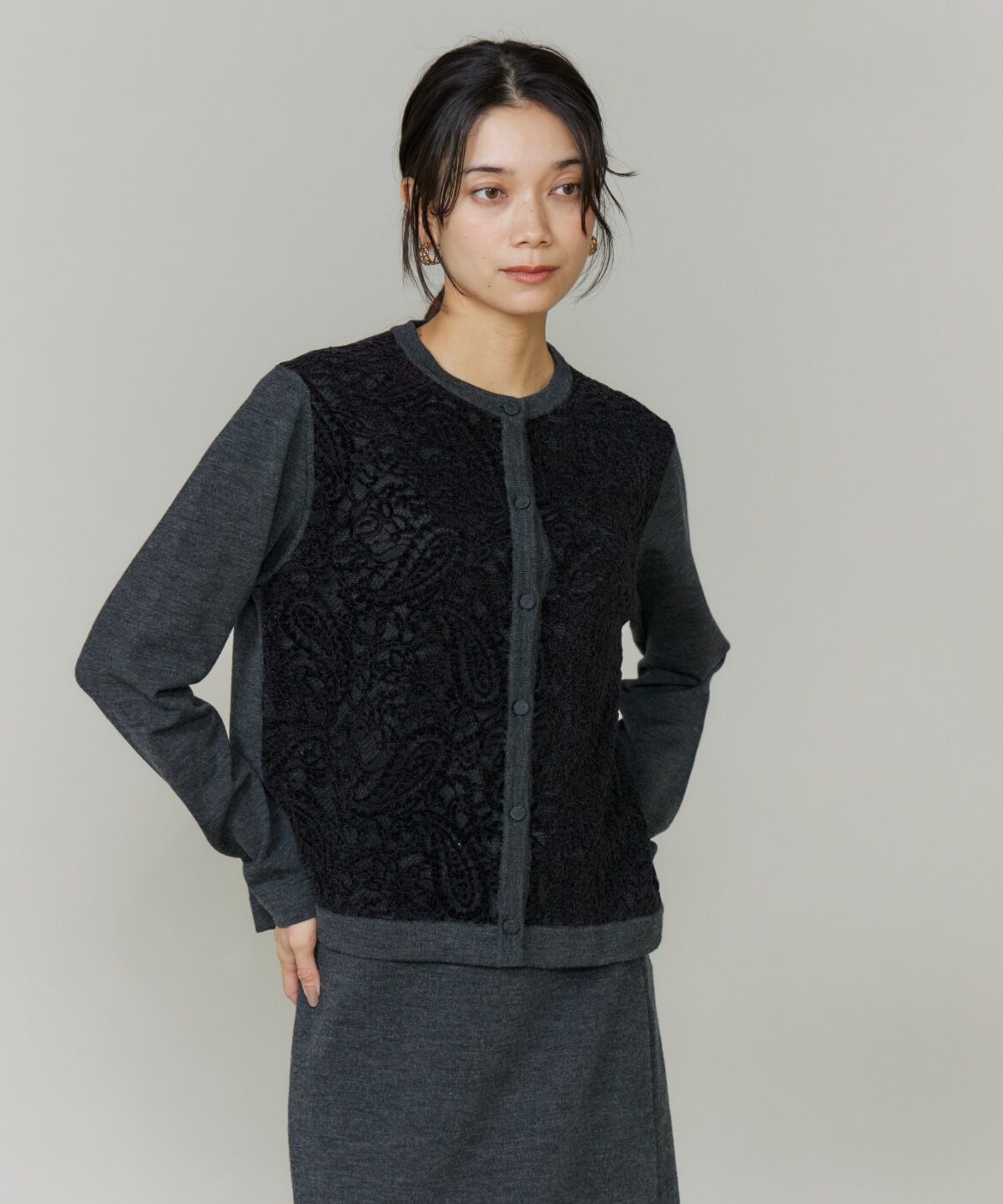 INED「《大きいサイズ》レースカーディガン」|カーディガン|