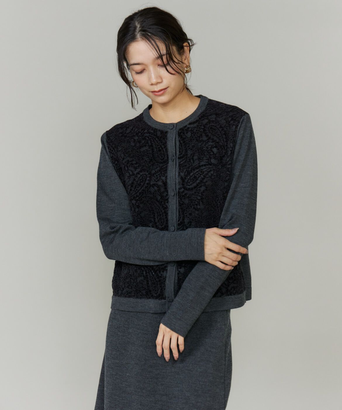INED「《大きいサイズ》レースカーディガン」|カーディガン|