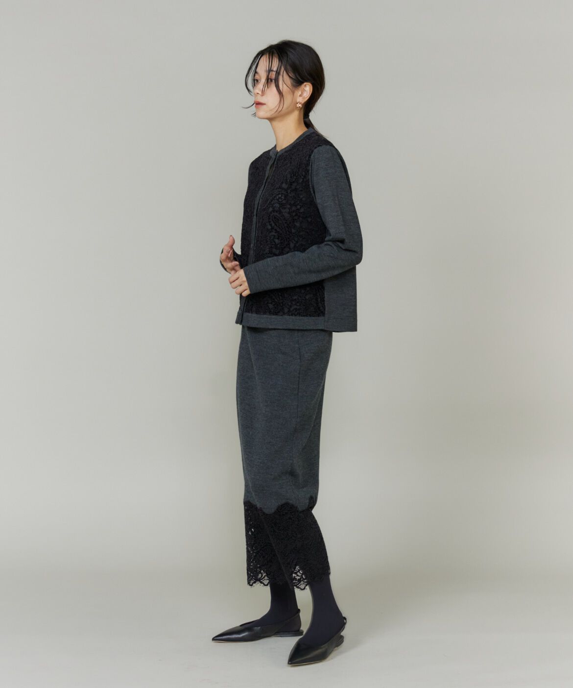 INED「《大きいサイズ》レースカーディガン」|カーディガン|