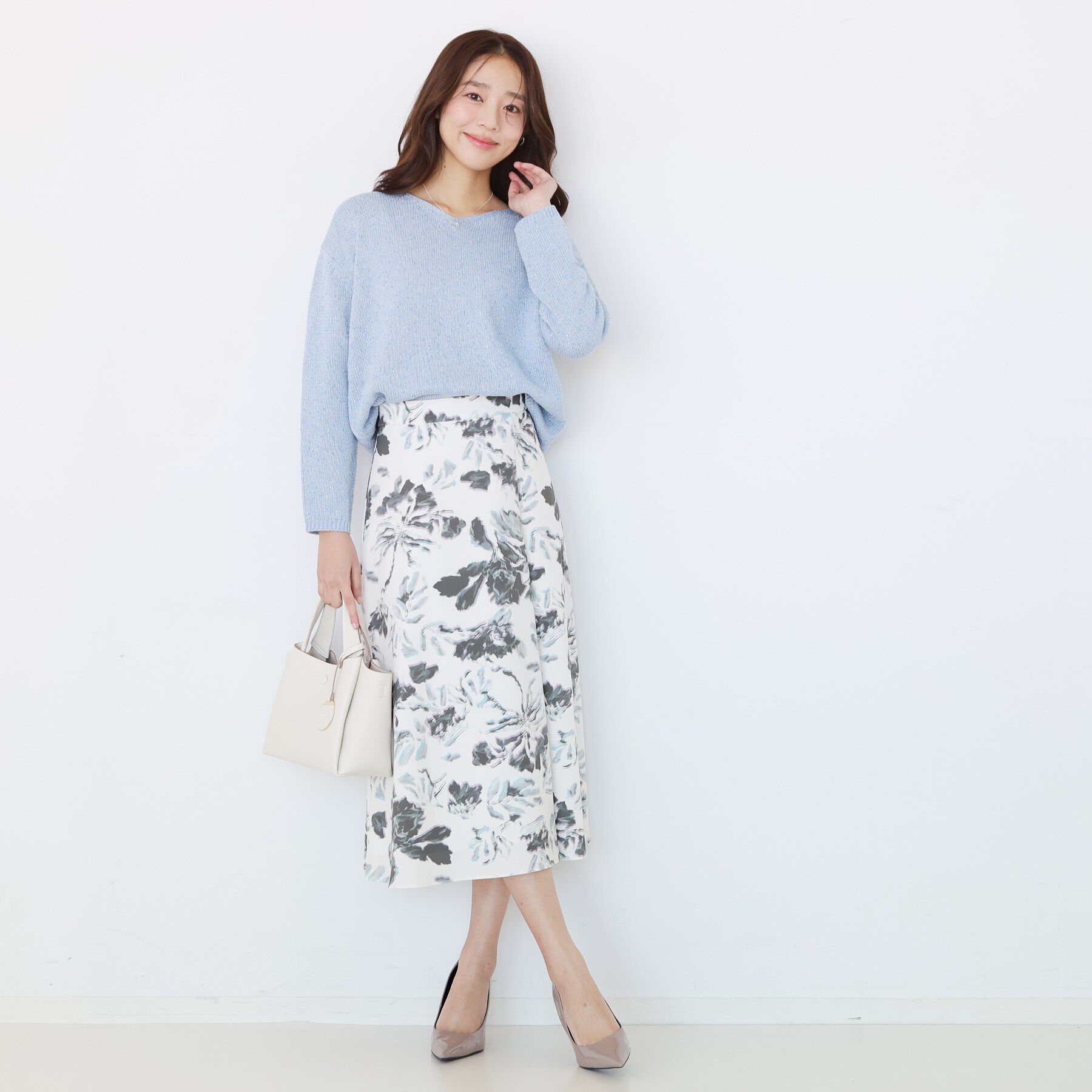 COUP DE CHANCE「【手洗い可／日本製／ウエスト後ろゴム】フラワー柄フレアスカート」|スカート|