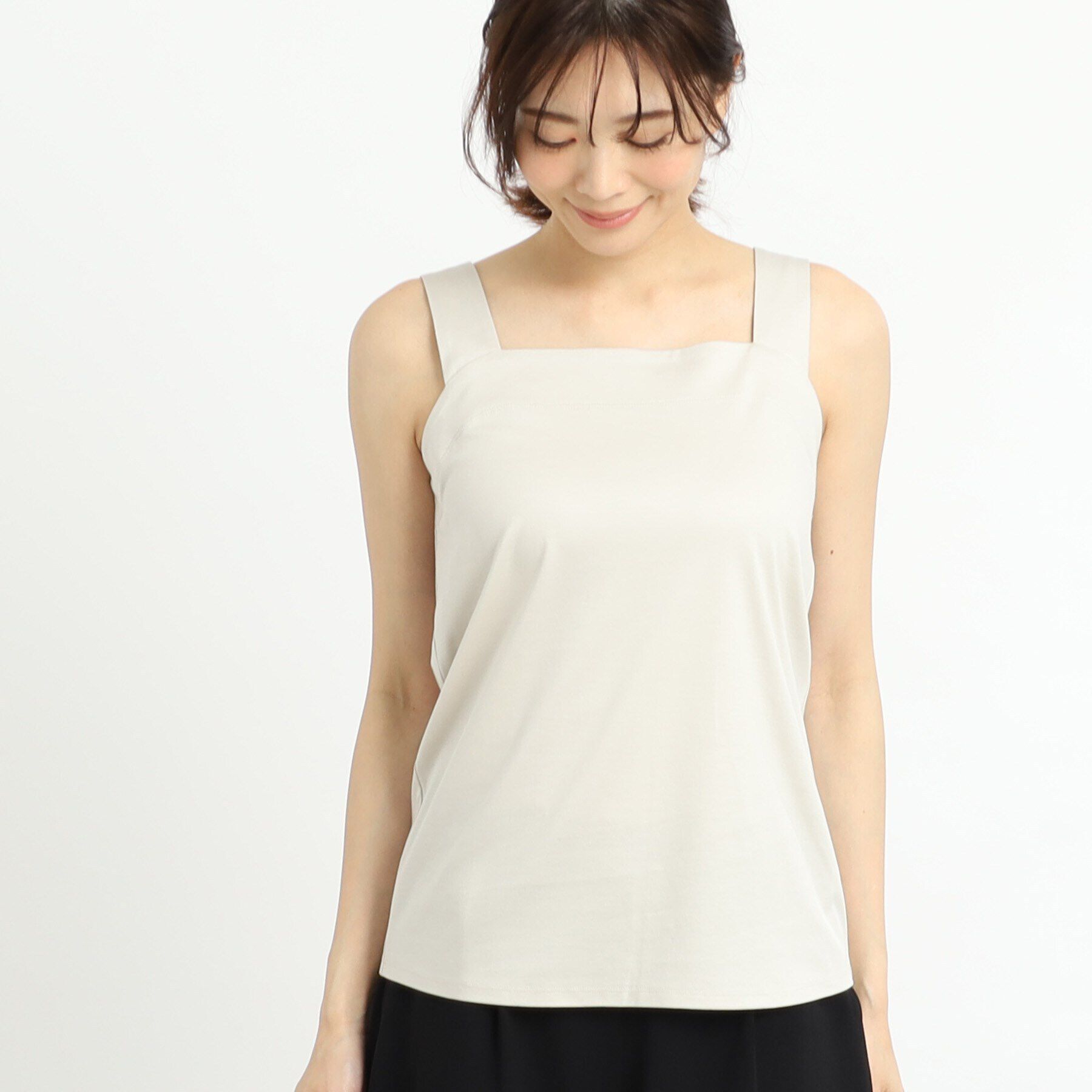 Reflect「【洗える】ベーシックカラータンクトップ」|キャミソール|グレージュ(050)