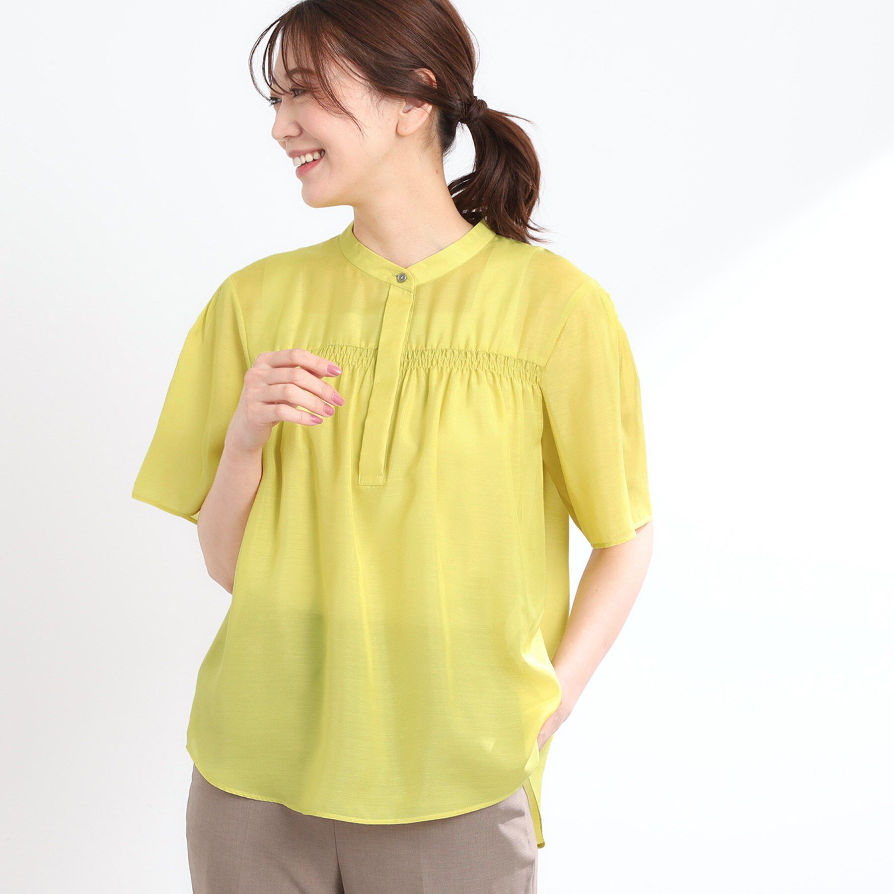 Reflect「【選べる5色◎／マシンウォッシュ可】シャーリングデザインブラウス」|シャツ・ブラウス|