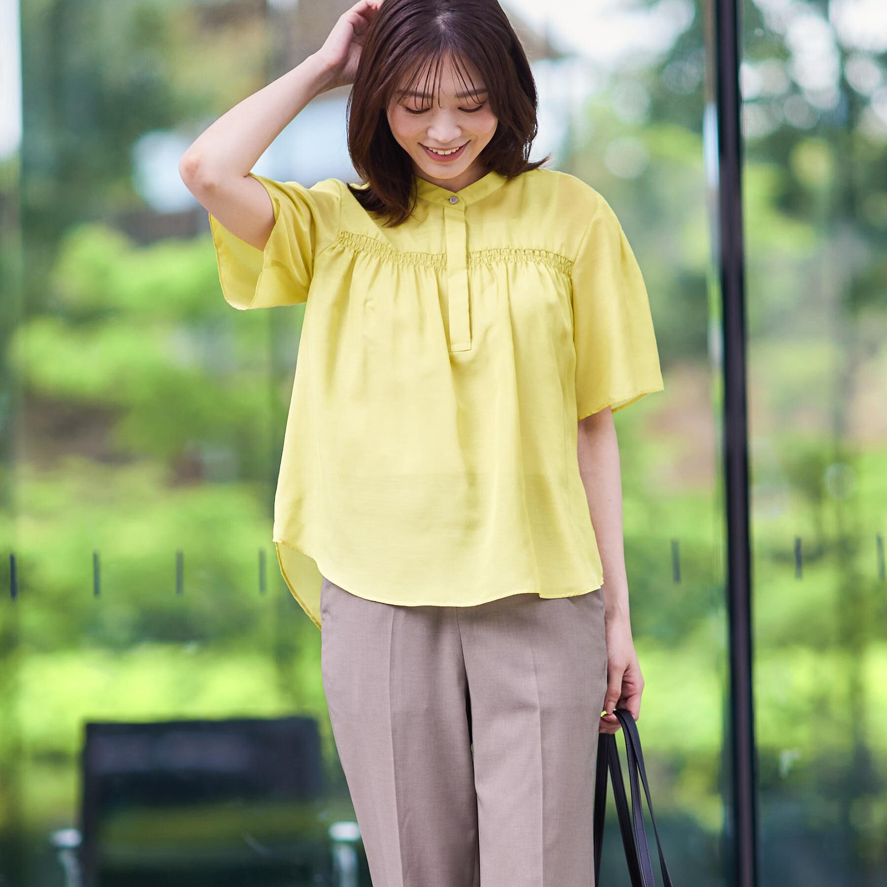 Reflect「【選べる5色◎／マシンウォッシュ可】シャーリングデザインブラウス」|シャツ・ブラウス|