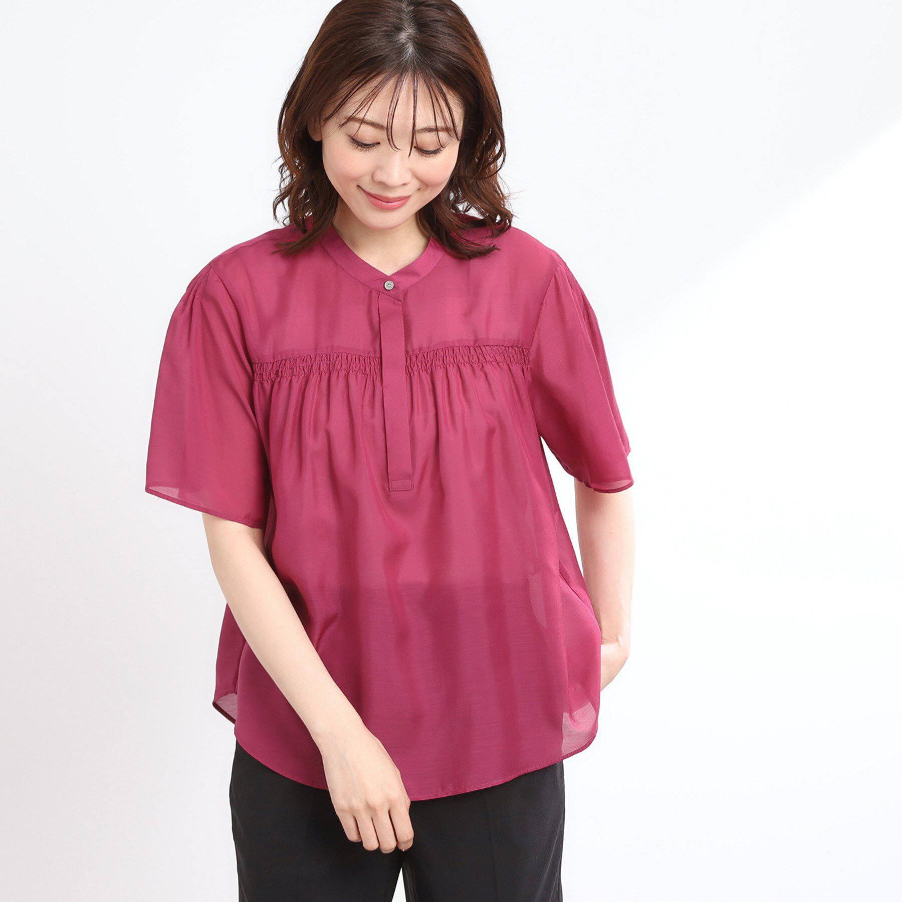 Reflect「【選べる5色◎／マシンウォッシュ可】シャーリングデザインブラウス」|シャツ・ブラウス|