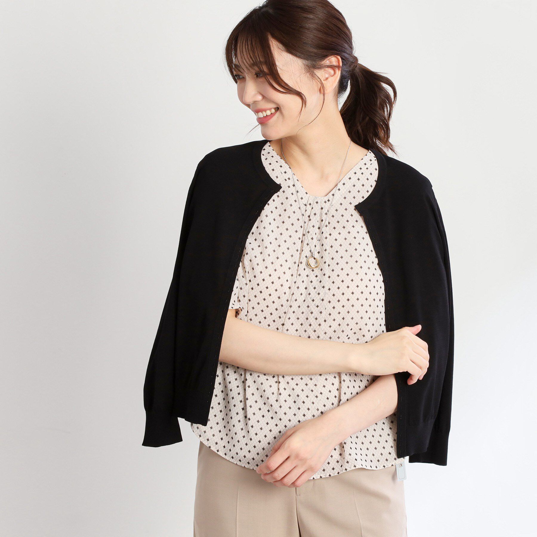 Reflect「【手洗い可】7分袖ドライタッチカーディガン」|カーディガン|