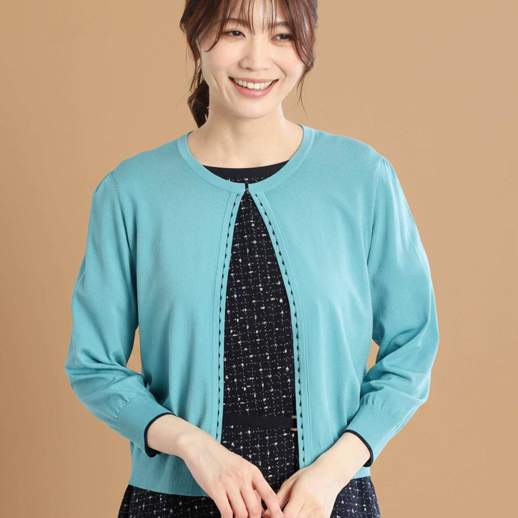 Reflect「【手洗い可】7分袖ドライタッチカーディガン」|カーディガン|ブルーグリーン(09