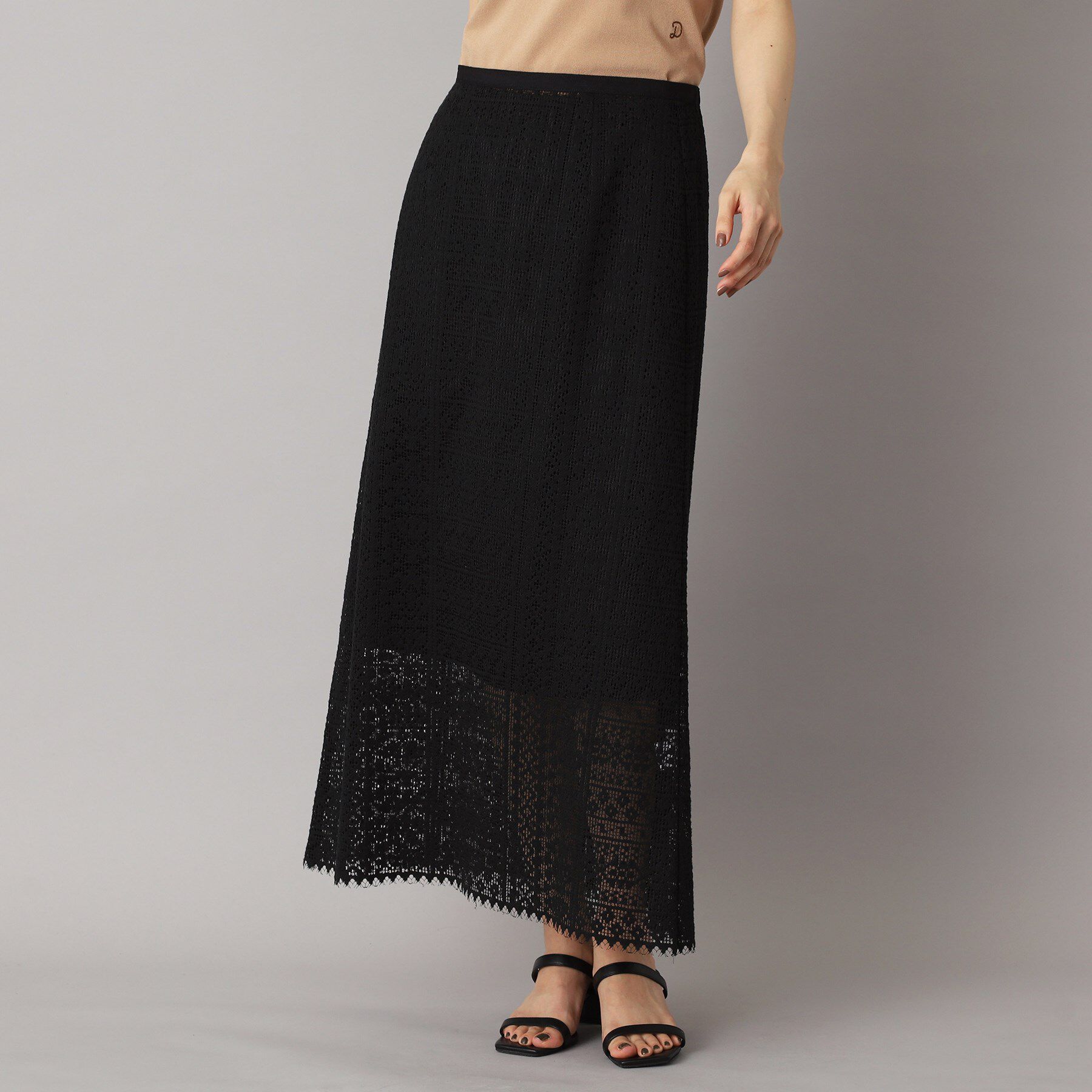 DRESSTERIOR「【後ろウエストゴム】オーガニックコットンブレンドレーススカート」|スカート|